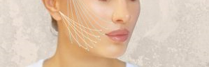 rosto feminino com desenho de fios mostrando tratamento para bigode chinês